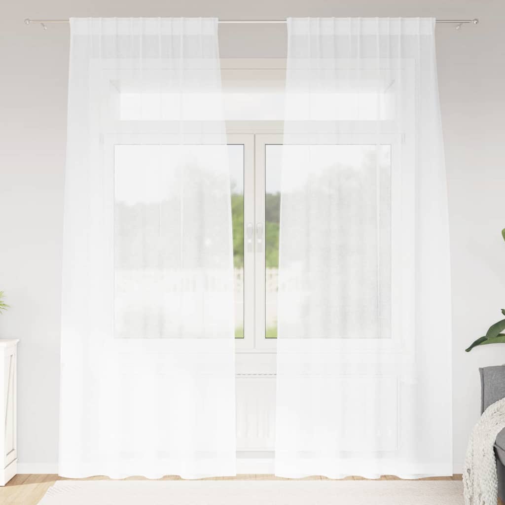 Voile Curtain with Curtains 2 pcs White 140x245cm Polyester